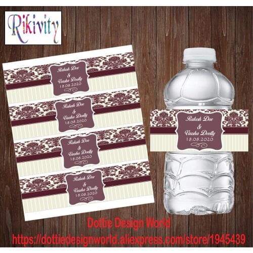Rikivity Custom Vintage Wedding Water Bottle Wine Beer Labels Candy Bar Wrapper Sticker Baby Shower Birthday Party Decoration