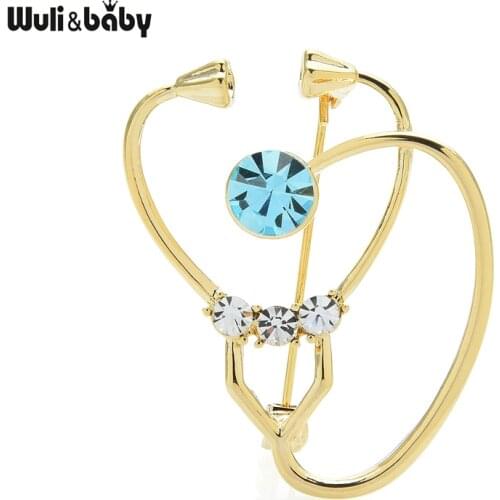 Wuli&baby New Stethoscope Brooches For Women Unisex 2-color Hospital Doctor Nurse Office Casual Brooch Pins Gifts