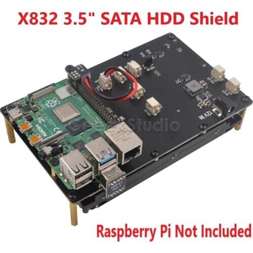 X832 3.5" SATA HDD Shield 12V For Raspberry Pi 4B/3B+/3B/2B/1B