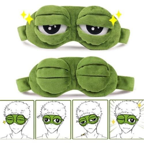 Funny Creative Pepe the Frog Sad Frog 3D Eye Mask Cover Cartoon Plush Sleeping Mask Cute Anime Gift