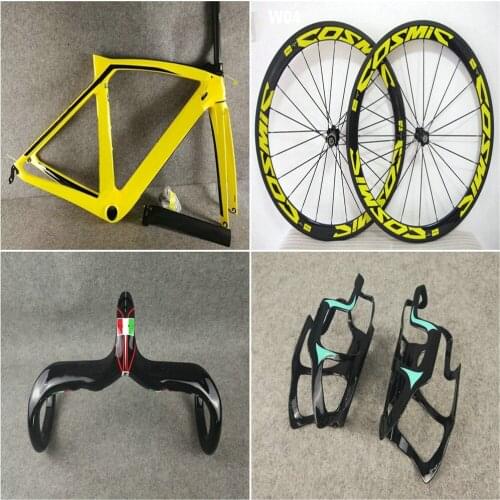 In stock XR4 Yellow Carbon Road frame 50mm Carbon Bike wheelset and xr4 handlebar Bottle cages taiwan made