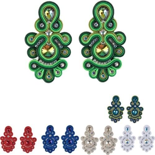 KpacoTa fashion soutache handmade drop earrings Colorful bright jewelry for women weaving decorative charm pendant earring gift