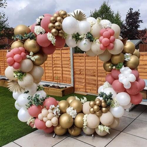 1 Set Retro Pink Balloon Garland Arch Kit Metallic Gold Latex Balloons Garland Wedding Birthday Party Baby Shower Decoration