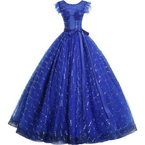 100%real royal blue sequined gown Medieval Renaissance Gown Victorian dress Marie Antoinette/ Belle ball