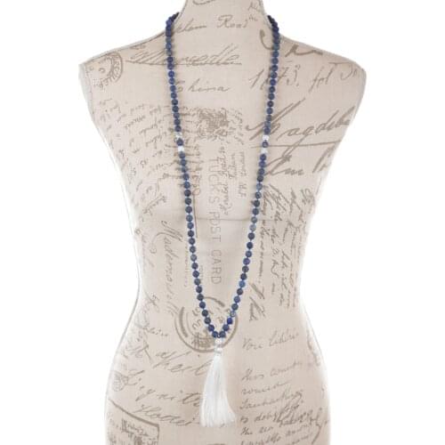 108 Mala Bead Necklace Lapis Lazuli And Howlite Mala Necklace Prayer Necklaces Tassel Necklaces Yoga Mala meditation Beads