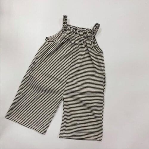 2021 New Stlye Girls Boys Striped Overalls Summer Cotton Fashion Kids Pants 1-6t QM757