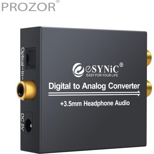 PROZOR 3.5mm Digital To Analog Analogue Audio Converter DAC Optical Coaxial Digital Audio To Analog R/L RCA 3.5mm Jack Adapter