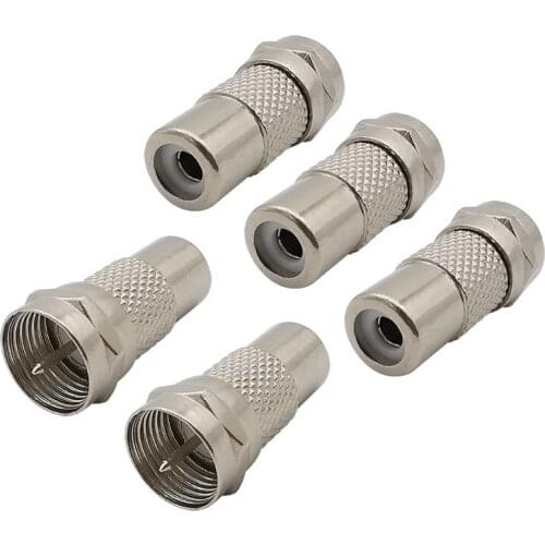 5Pcs/lot F Type Male Plug to RCA Female Jack RF Video TV Cable Straight Coax Adapter Connector