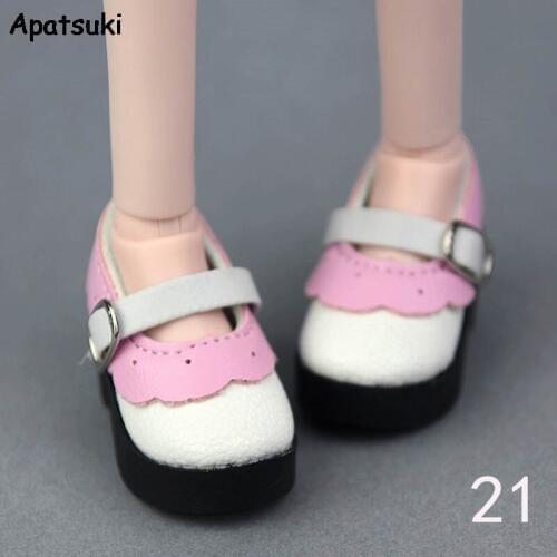 6*2.5cm Pink White Leather Fashion Doll Shoes For 1/4 BJD Doll Shoes For 40-50cm XinYi Doll High-heel Shoes For Saron Dolls