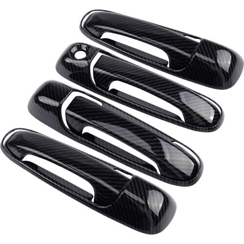 8pcs Carbon Fiber Style Door Handle Cover Trim Decoration Styling Accessories Fit For Dodge Dakota Ram 1500 2500 3500 Durango