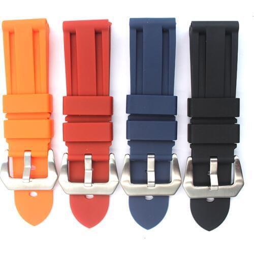 Watch Accessories Applicable for PaneraiPAM111 PAM00112 Import Material Silicone Rubber Band 24mm