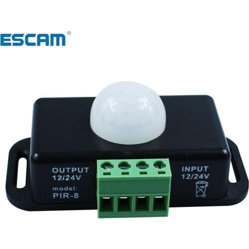 ESCAM 120 Degrees Automatic DC 12V-24V 8A Infrared PIR Motion Sensor Switch for LED Light M Infrared Motion Sensor Detector