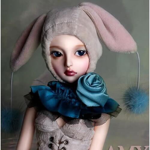 Free shipping ! free makeup&eyes included !top quality 1/4 bjd girl doll AMY cute bunny sd best toy christmas gifts