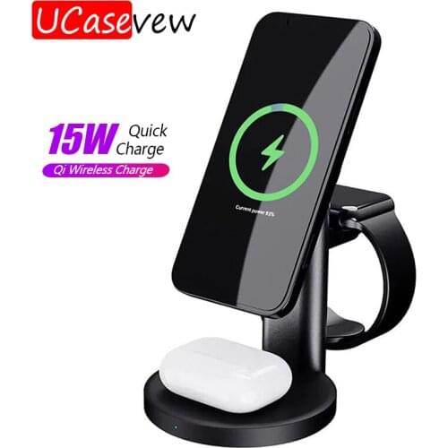 3 in 1 Wireless Magnetic Magsafing Duo Charger For iPhone 12 Pro Max Mini 15W Qi Fast Charger For Apple Watch Stantion Dock