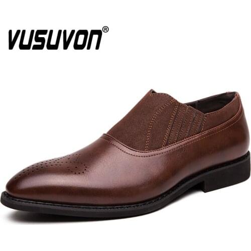 Big Size 38-46 Men Brogue British Oxford Dress Shoes Male Gentleman Genuine Leather Suede Black Footwear Flats Loafers