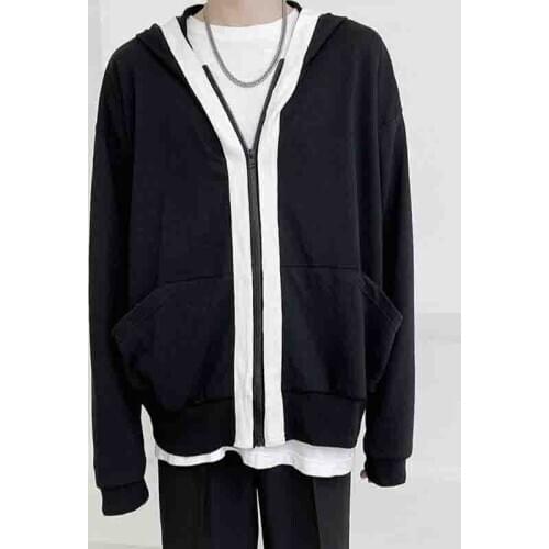 Dark wind minority black and white mosaic Hoodie sweater men hip hop personality design fashion brand ins net infrared cover