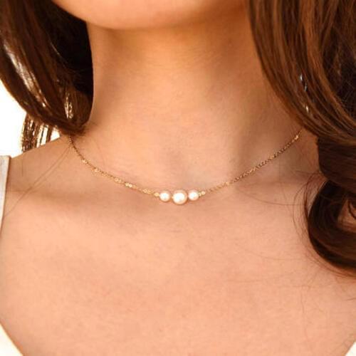 Hot Simple Imitation Pearls Choker Necklaces Wedding Bride Jewelry Womens Gold Chocker Necklace Female Party Gift