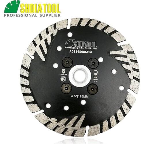SHDIATOOL 115mm Hot pressed Diamond turbo Blade with Slant protection teeth 4.5" Diamond Blades stone concrete cutting Disc