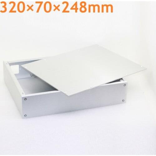 DIY Decoder Enclosure Headphone Amp Case Preamplifier Kits Power Amplify Class A Rear Chassis W320 H70 D248 Full Silver Simple