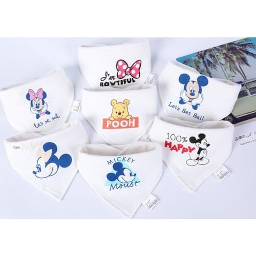Disney Mickey Minnie Winnie Anime Baby Bibs Cartoon Product Feeding Cloth Children Apron Towel Unisex