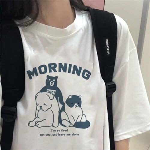 Cute Bear Print Oversized Harajuku WomenS T-Shirt Summer Loose Cotton T-Shirt Street Casual Fashion Gothic y2k Anime Clothing