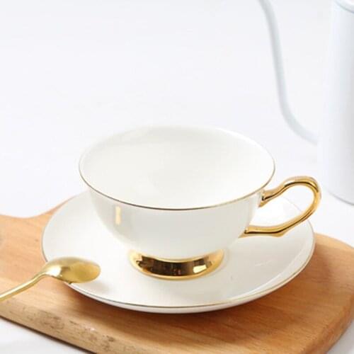 Ceramic solid color coffee cup and saucer set creative bone china office cafe with latte milk cup gift
