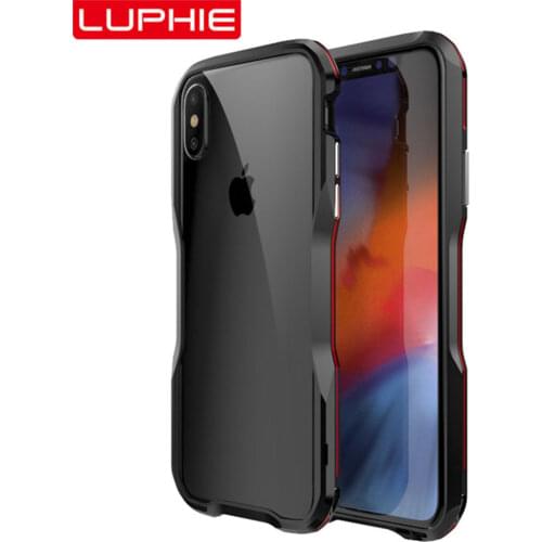 Luphie Curved Metal Bumper for iphone Xs Max Case Xr Ultra Thin Aluminum Bumper Frame for iphone 7 Plus 8 X Xs Shockproof Cover