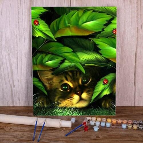 Cat Animals DIY Paint By Numbers Kit Acrylic Paints 40*50 Paiting By Numbers New Design Adults Handiwork Wholesale Drawing