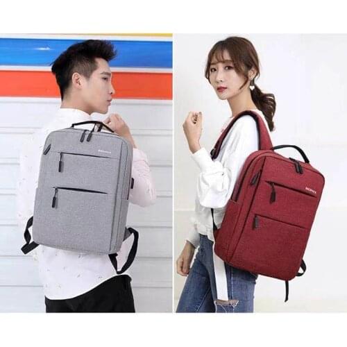 New Solid Color Retro Style Business Backpack Men and Women Middle School Students Simple Double Zipper Computer Backpack