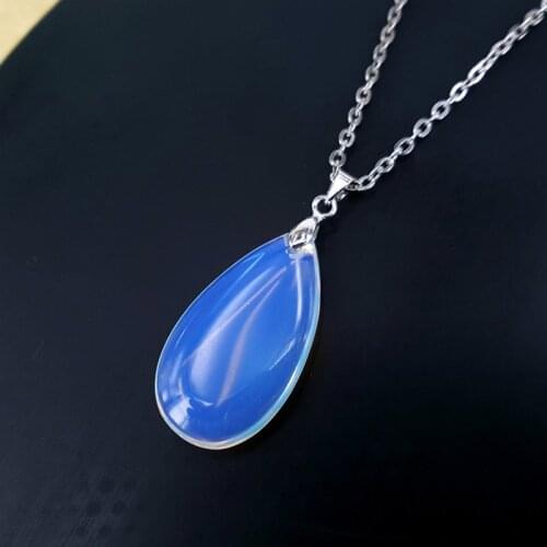 Natural stone Charm Alloy + Opal Drop Pendant Necklace Womens Gift Clavicle Chain Jewelry Party Party Costume Accessories