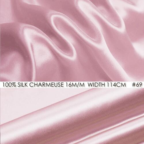 CISULI 100% SILK CHARMEUSE SATIN Fabric 114cm width 16mm/100% Silk Fabric Women Party Dress Silk Sakura pink NO 69