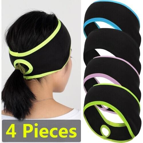 Sport Women Ponytail Headband Fleece Ear Band Ear Warmer Head Wrap Winter Running Headband Sweatband for Women Girls Outdoor
