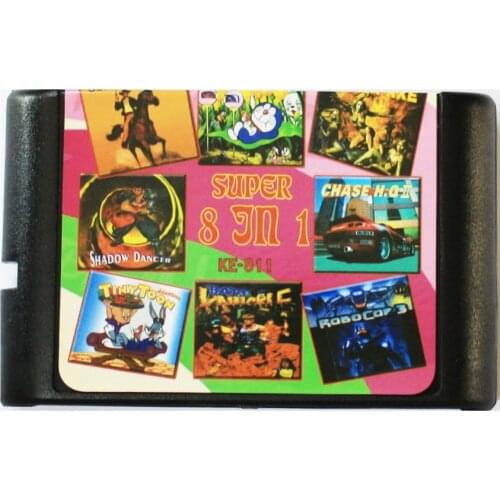 Super 8 In 1 SEGA GENESIS MegaDrive - KE811 16 bit Multi Game Card