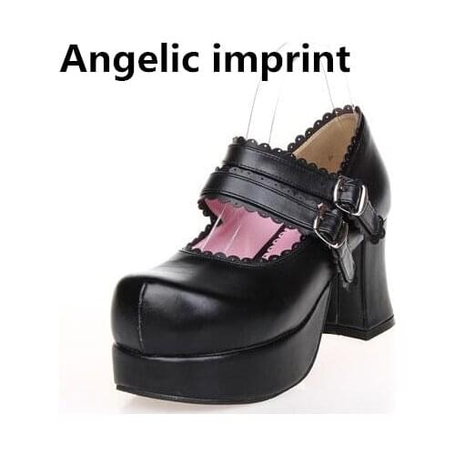 Angelic imprint handmade woman mori girl lolita cosplay shoes lady high heels pumps women princess dress party shoes 7.5cm 33-47