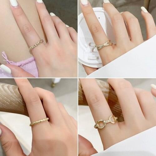 U-Magical Multi Designs Twist Cross Chain Hollow Out Ring for Women Fashion Metal Gold Index Finger Metallic Ring Jewelry