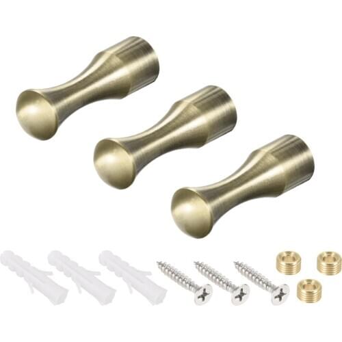 Uxcell Wall Hook Robe Towel Hook Coat Hooks 14x45mm(DxL) Brushed Bronze Tone for Hanging Keys, Tie String 3Pcs