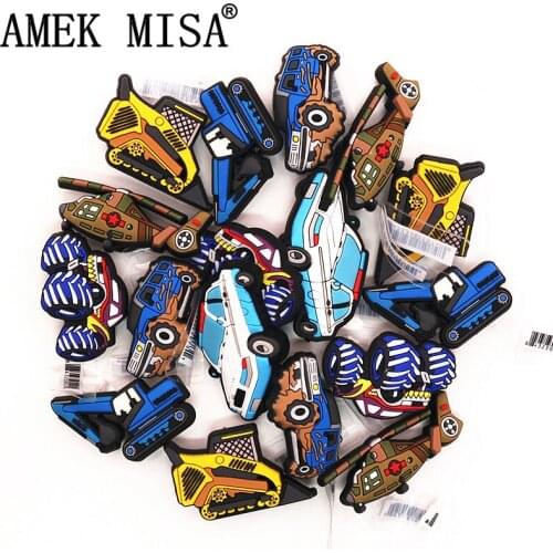 High Imitation Shoe Charms Accessories Racing/Forklift/Excavator/Cruiser/Jumbo car Shoe Decoration for croc jibz Kids Party gift