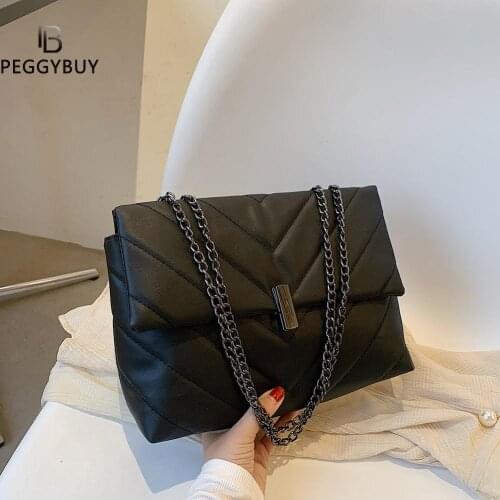 Fashion Women Solid Color PU Leather Shoulder Crossbody Messenger Bag Casual Ladies Chain Small Handbags Flap Purse