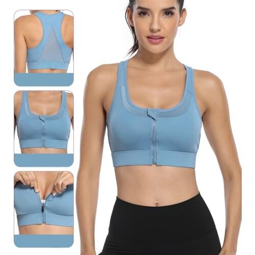 Women Push Up Sports Bras Vest Underwear Front Zipper Shockproof Solid Gym Fitness Bra Athletic Running Yoga Sports Tops