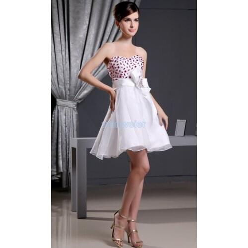Free shipping 2016 hot sale special occasion dress formal custommade size/color white sexy chiffon crystal short prom dresses