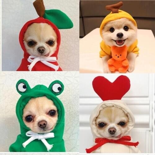 Winter Cute Dog Clothes Cartoons Fruit Dog Hoodie Coat Outdoor Warm Puppy Small Medium Dogs Pet Clothes Christmas Ropa Perro