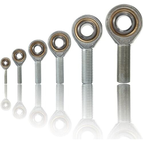 1Pc 16-18mm Dia Silver Male Threaded Single Row Joint Rod End Oscillating Bearing Right Hand Thread Shafts