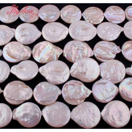 19-20mm Coin Cultured Freshwater Pearl Natural Stone Beads For DIY Necklace Bracelets Earring Jewelry Making 15" Free Shipping