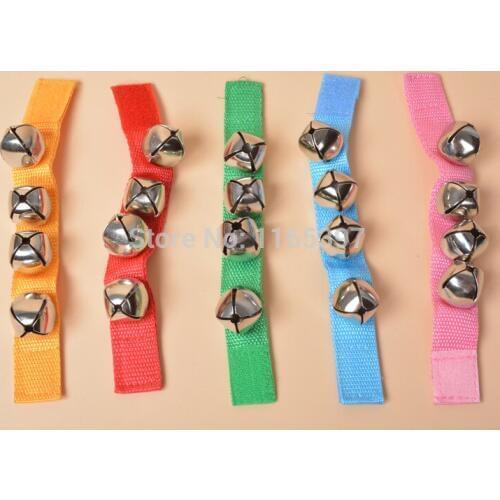 20pc cheapchildren kids strap 4bells wrist hand feet dance shake bell rattle percussion musical instrument music early education