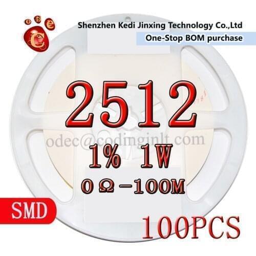 2512 1% 100pcs 10R 11R 12R 13R 15R 16R 18R 20R 22R 24R 27R 30R 33R 36R 39R 43R 47R 51R 56R 62R 68R 75R 82R 91R 6432