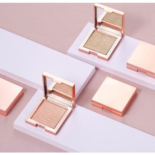 7 Color Rose Gold Square Face Shimmer Single Highlighter Palette Makeup Private Label Cosmetics Bronzer Pressed Powder Highlight