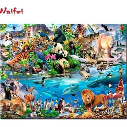 Diamants painting Animals Zoo Full drills diamond painting Rhinestone Mosaic Diamond panda lion dolphin 3d Cross Stitch