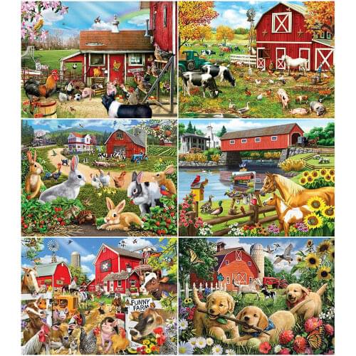 AZQSD 5D Diamond Painting Farm Full Drill Square Needlework Gift Diamond Mosaic Landscape Cross Stitch Kits Home Decoration