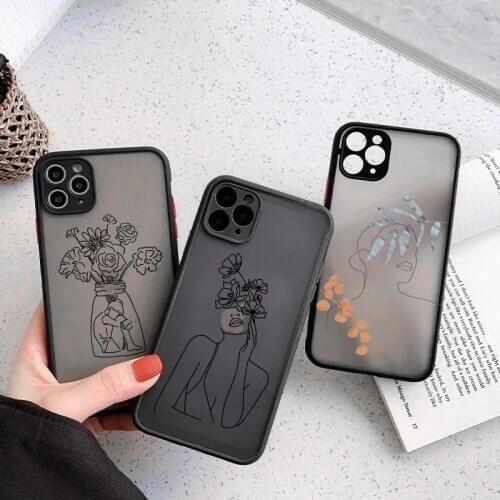 Art Line Painting Phone Case For iPhone 7 8 Plus 11 Pro Max Clear Luxury Portrait Coque For iPhone 12 Mini XS Max XR X SE 2020