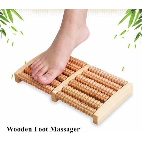 Wooden Roller Foot Massager Stress Pain Relief Spa Health Care Therapy Anti Cellulite Six Roller Plantar Acupoints Relax Massage